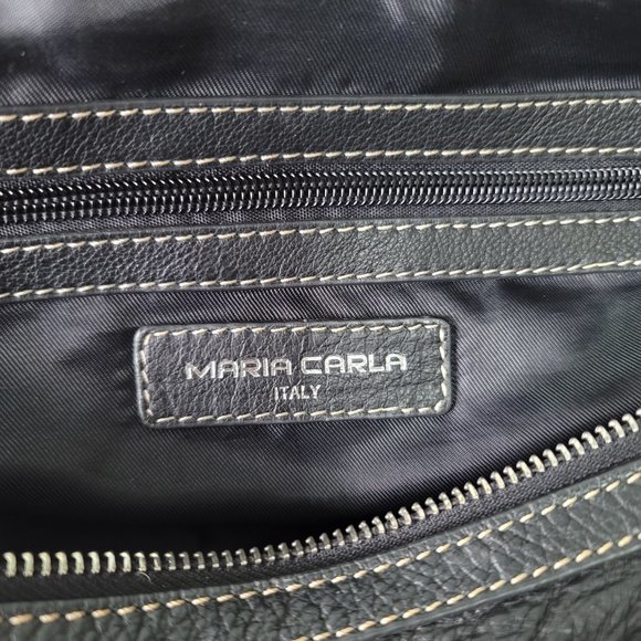 Maria Carla Italy Black Buttery Soft Leather Handbag with Longstrap - Picture 11 of 12